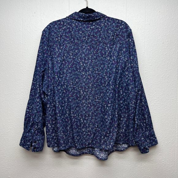 Basic Editions Floral Corduroy Shacket Womens 3X Lightweight Cotton Sustainable - Picture 6 of 11